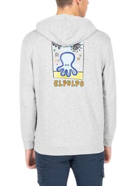 Kapuzenpullover El Pulpo  Der Künstlerisch Bedruckte  Grau Für Männer