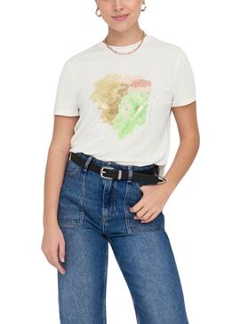 T-Shirt Only Free Leaf Weiß für Damen