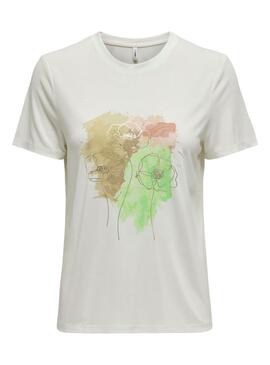 T-Shirt Only Free Leaf Weiß für Damen