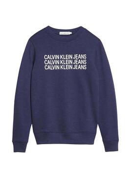 Sweatshirt Calvin Klein Triple Logo Marine Blau Mä