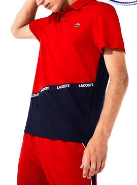 Polo Lacoste Sport Colorblock Rot Für Herren