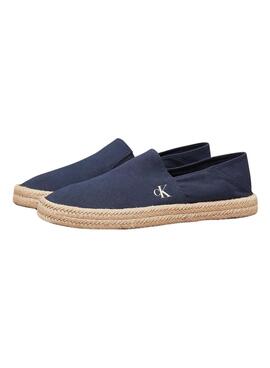 Espadrilles Calvin Klein aus marineblauer Leinwand für Männer.