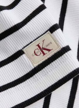 Kleid Calvin Klein Rib gestreiftes Midi-Kleid für Damen