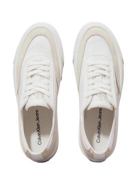 Sneakers Calvin Klein aus Leinwand mit weißer Plattform für Frauen.