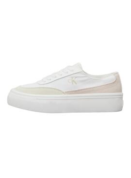 Sneakers Calvin Klein aus Leinwand mit weißer Plattform für Frauen.