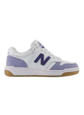Turnschuhe New Balance PSB480 weiß und malve für Kinder
