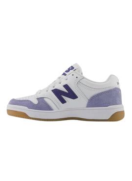 Turnschuhe New Balance PSB480 weiß und malve für Kinder