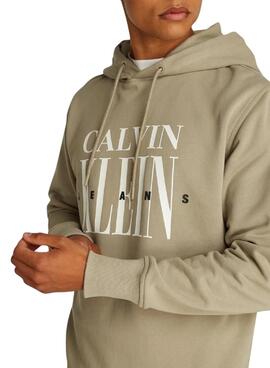 Kapuzenpullover Calvin Klein Serif-Logo in Toastfarbe für Männer