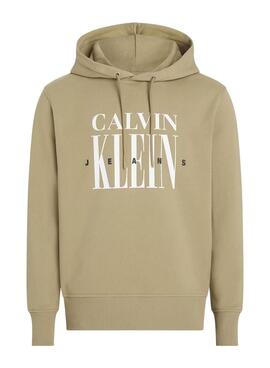 Kapuzenpullover Calvin Klein Serif-Logo in Toastfarbe für Männer
