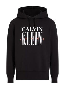 Kapuzenpullover Calvin Klein Serif Logo in Schwarz für Herren