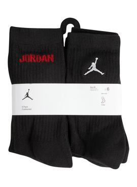 Pack Jordan Socken sechs Paar Schwarz für Mädchen und Jungen.