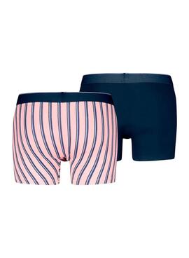 Pack boxers Levis Vertical Stripe in Marineblau und Rosa für Männer.