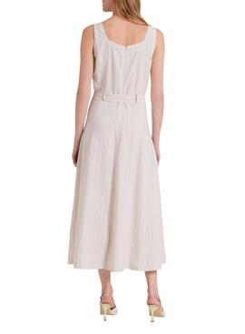 Kleid Naf Naf mit Diplomatenstreifen in Beige für Frauen.
