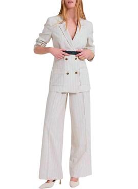 Americana Naf Naf beige mit diplomatischen Streifen für Frauen.
