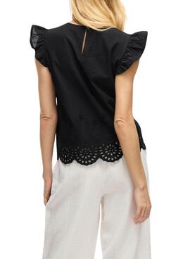 Bluse Vila Vihortensa schwarz für Frauen.