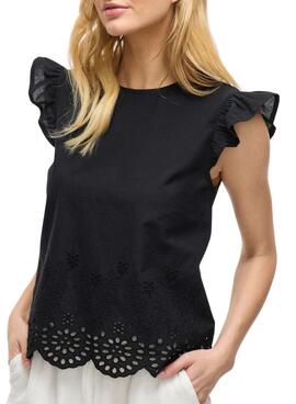 Bluse Vila Vihortensa schwarz für Frauen.