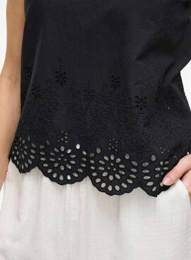 Bluse Vila Vihortensa schwarz für Frauen.