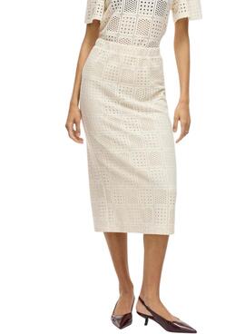 Rock Vila Vinovira midi beige für Frauen
