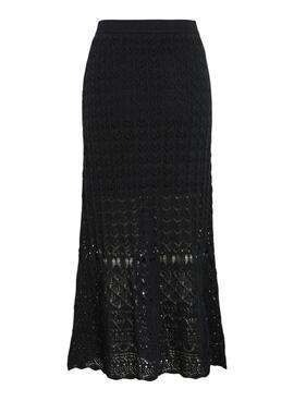Rock Vila Vidolise aus schwarzem Maxi-Häkel für Frauen.