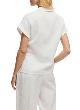 Bluse Vila Vilania mit kurzen Ärmeln, weiß für Frauen.