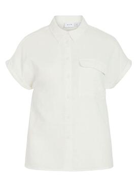 Bluse Vila Vilania mit kurzen Ärmeln, weiß für Frauen.