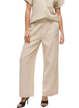 Hose Vila Vilania Weite, beige für Frauen