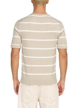 T-Shirt Only and Sons Wyler Streifen beige für Männer