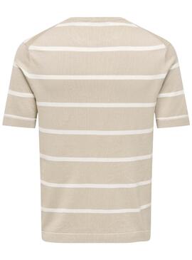 T-Shirt Only and Sons Wyler Streifen beige für Männer