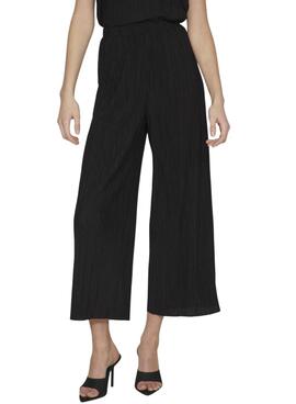 Hose Vila Viplisa plissiert schwarz für Damen.