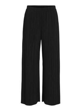 Hose Vila Viplisa plissiert schwarz für Damen.