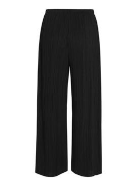 Hose Vila Viplisa plissiert schwarz für Damen.