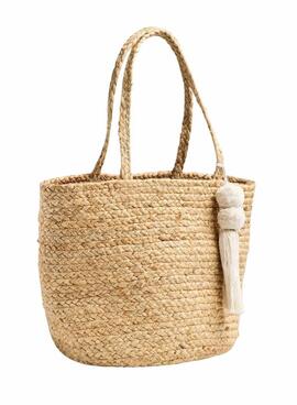  Geldbörse Pieces Pclunas Shopper aus beige Jutefaser für Frauen