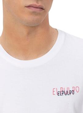 T-Shirt   El Pulpo Triplelogo in Weiß und Rosa für Männer.