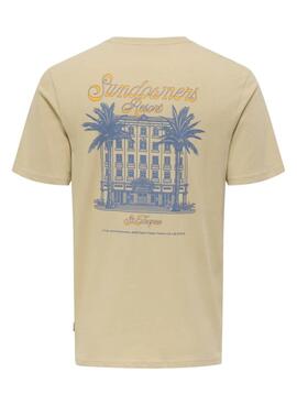 T-Shirt Only and Sons Manuel Resort beige für Männer.