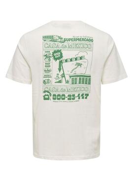 T-Shirt Only and Sons Manuel Casa Mexico weiß für Männer.