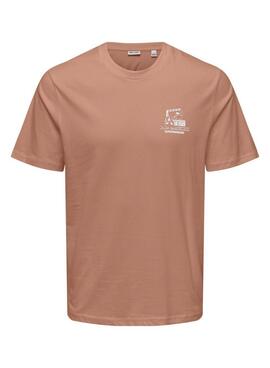 T-Shirt Only and Sons Manuel House Mexico in Ziegel für Männer.