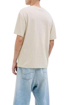 T-Shirt Jack and Jones Porto beige für Herren