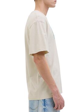 T-Shirt Jack and Jones Porto beige für Herren