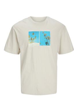 T-Shirt Jack and Jones Porto beige für Herren