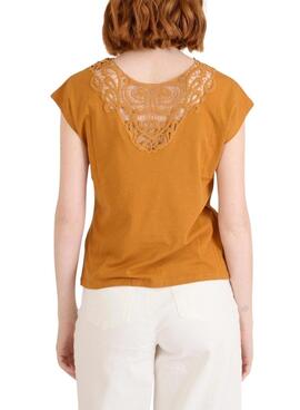 T-shirt Naf Naf Spitze orange für Frauen