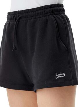  Shorts Tommy Jeans Script Schwarz für Damen.