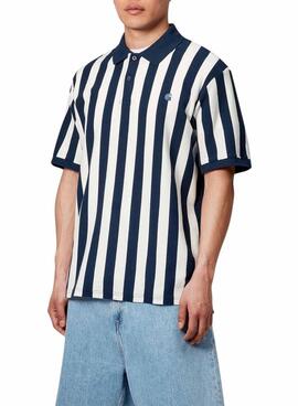 Polo Carhartt Boyton blau und weiß für Herren.