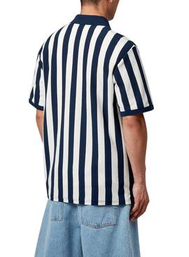 Polo Carhartt Boyton blau und weiß für Herren.