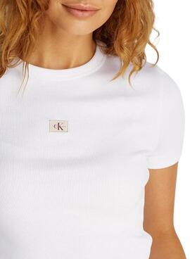 T-Shirt Calvin Klein Jeans Rib in Weiß für Damen