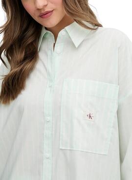 Bluse Calvin Klein Jeans Summer Popeline türkis für Damen