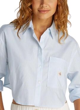 Bluse Calvin Klein Jeans Cropped blau für Damen
