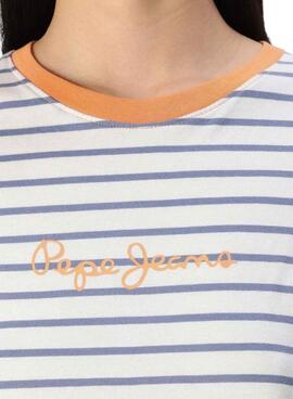 T-Shirt Pepe Jeans Elba Streifen blau für Damen