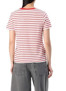 Pepe Jeans Elba T-Shirt rot und weiß für Damen