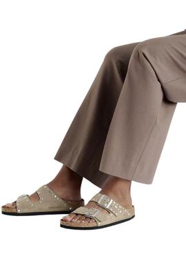 Sandalen Birkenstock Arizona Rivet beige für Frauen.