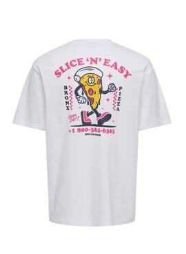 T-Shirt Only and Sons Tristan Pizza weiß für Herren.